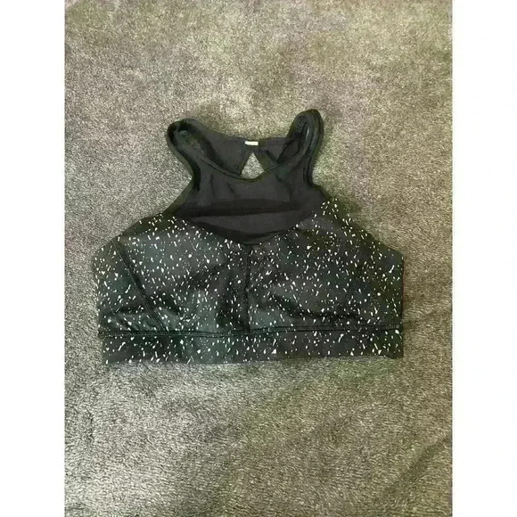 Lululemon Sports Bra Size 6 With Cups Black Mesh Back - Picture 1 of 3
